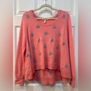Victoria's Angora Wool Infused Hi Low Dotted Sweater Size M Quiet Luxury Preppy